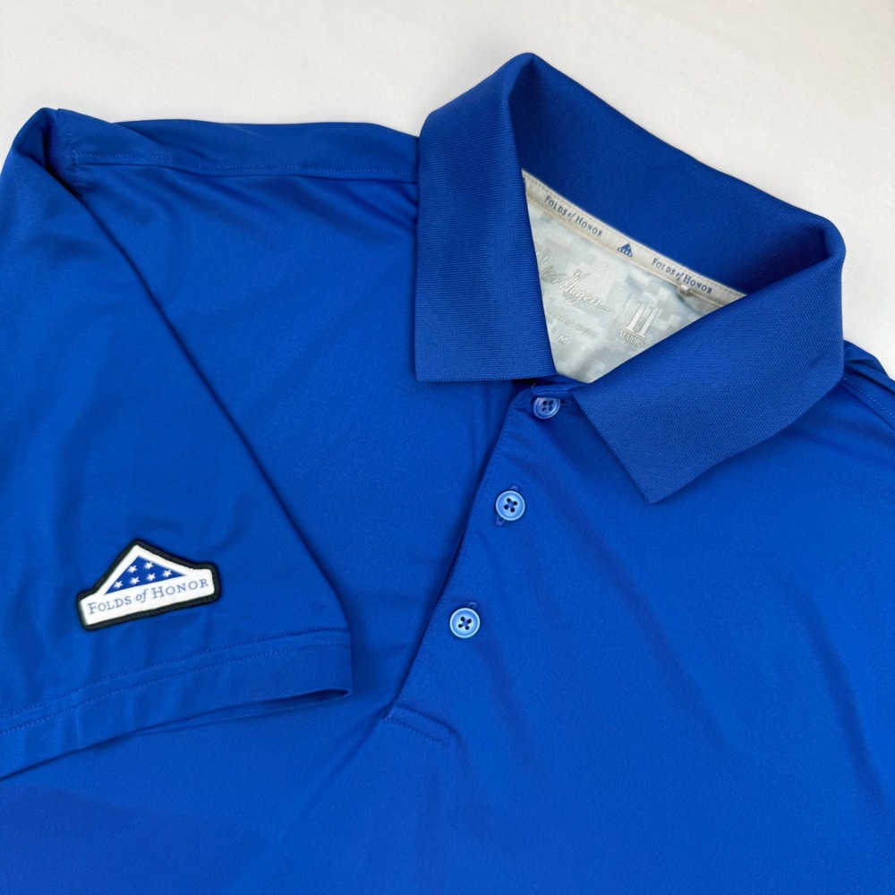 Walter Hagen Mens Blue Folds of Honor Golf Polo Shirt Size M 11 Majors Stretch